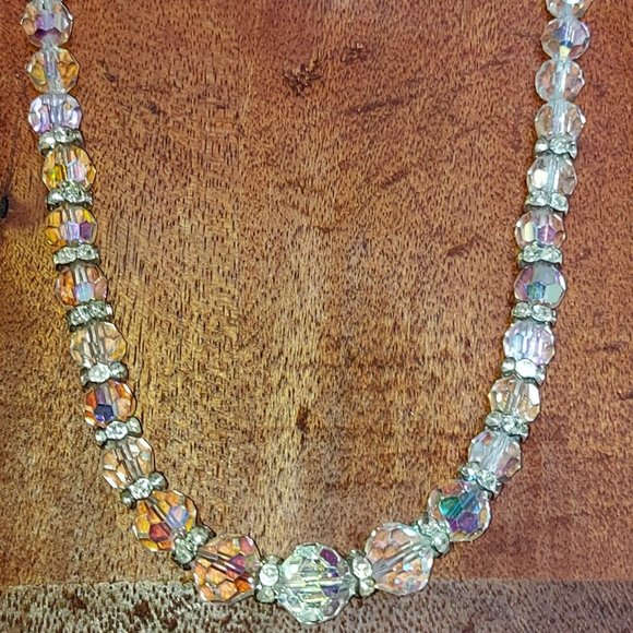 Vintage Crystal Necklace with Rhinestone Rondells Newly Cleaned & Restrung - Picture 5 of 5